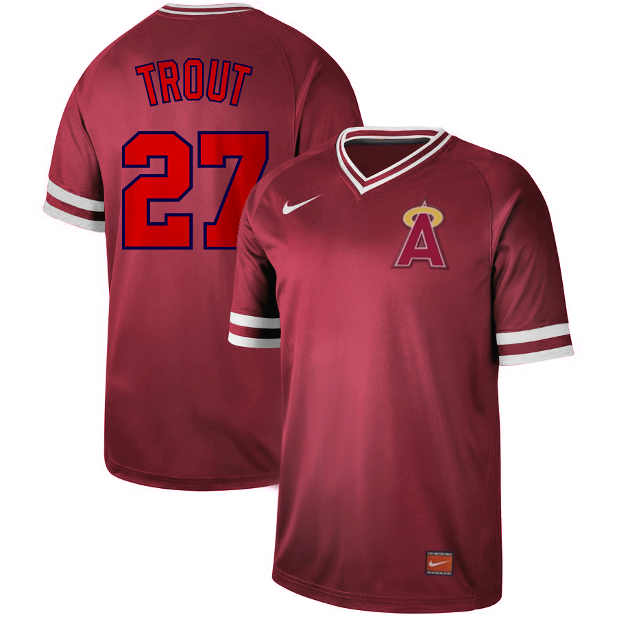 Men's Los Angeles Angels #27 Mike Trout Red Cooperstown Collection Legend Stitched MLB Jersey
